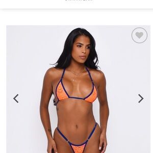 OH LOLA Swimwear - Beach Hottie Mesh, Vibrant Orange and Blue Bikini Set